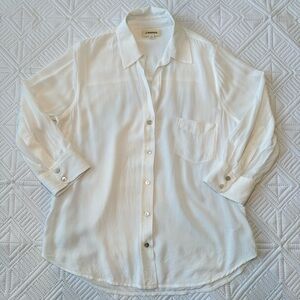 L'AGENCE Off White Button Down 3/4 Sleeve Shirt Size XS